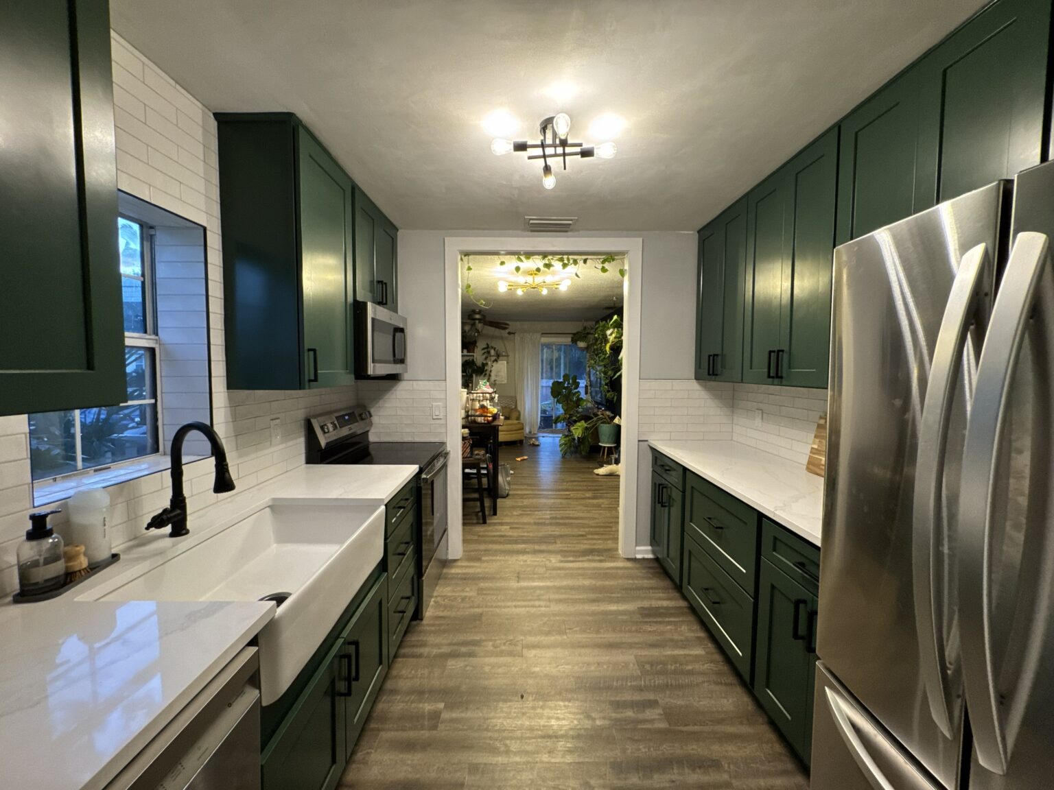 green cabinets